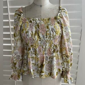 Floral Smocked Blouse - Multicolor